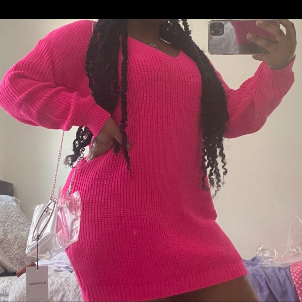 Hot Pink Sweater Dress
